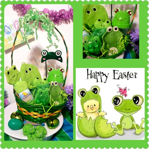 Baby's Frog Gift Bath Basket New - Picture 1 of 8